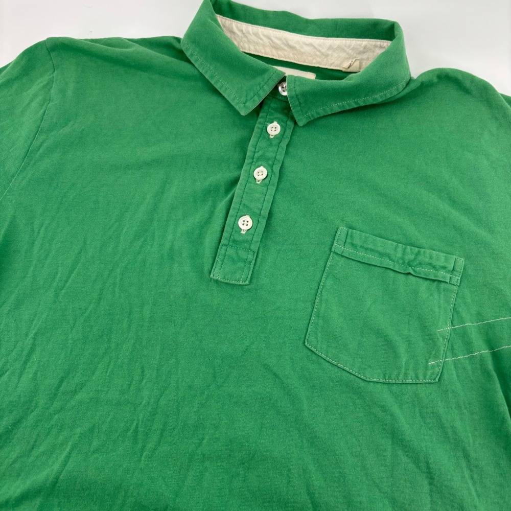 Billy Reid Mens Polo Shirt Large Green Tuscumbia Pocket Short Sleeve Quality